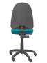 Chaise de bureau Aýna avec mécanisme Contact permanent de base, rembourrée de tissu vert pétrole. Équipée d'une base en polyamide noir, sans accoudoirs et de roulettes en nylon de 50 mm