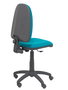 Chaise de bureau Aýna avec mécanisme Contact permanent de base, rembourrée de tissu vert pétrole. Équipée d'une base en polyamide noir, sans accoudoirs et de roulettes en nylon de 50 mm