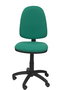 Chaise de bureau Aýna avec mécanisme Contact permanent de base, rembourrée de tissu vert émeraude. Équipée d'une base en polyamide noir, sans accoudoirs et de roulettes en nylon de 50 mm.