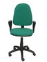 Chaise de bureau Aýna avec mécanisme Contact permanent de base, revêtue de tissu vert émeraude. Équipée d'une base en polyamide noir, d'accoudoirs fixes et de roulettes en nylon de 50 mm.
