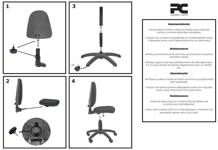 PIQUERAS Y CRESPO Chaise de bureau Aýna noire avec mécanisme de contact permanent