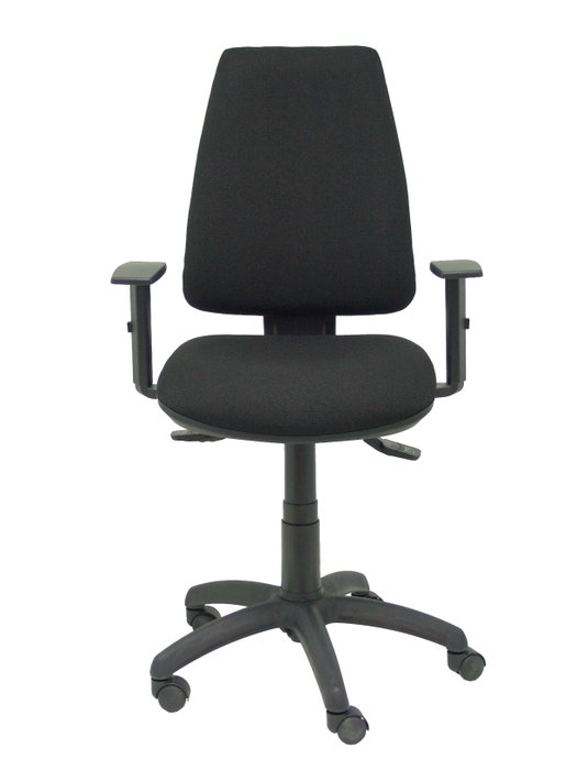 Chaise Elche Asynchrone Tissu Noir Structure polyamide noire Accoudoir 1D Sans appui-tête Roulettes en nylon 50 mm