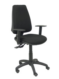 Chaise Elche Asynchrone Tissu Noir Structure polyamide noire Accoudoir 1D Sans appui-tête Roulettes en nylon 50 mm
