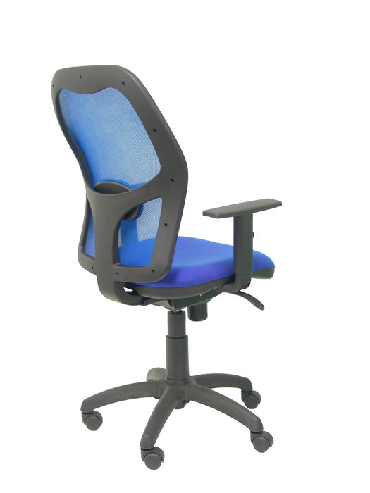 Chaise Jorquera Synchro 5 positions tissu Bleu Structure polyamide noire Accoudoir 1D Sans appui-tête Roulettes en nylon 50 mm