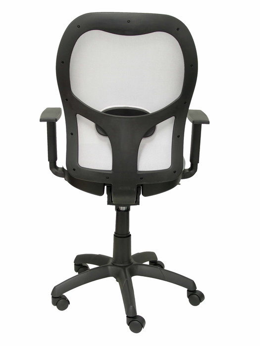 Chaise Jorquera Synchro 5 positions tissu Gris Structure polyamide noire Accoudoir 1D Sans appui-tête Roulettes en nylon 50 mm