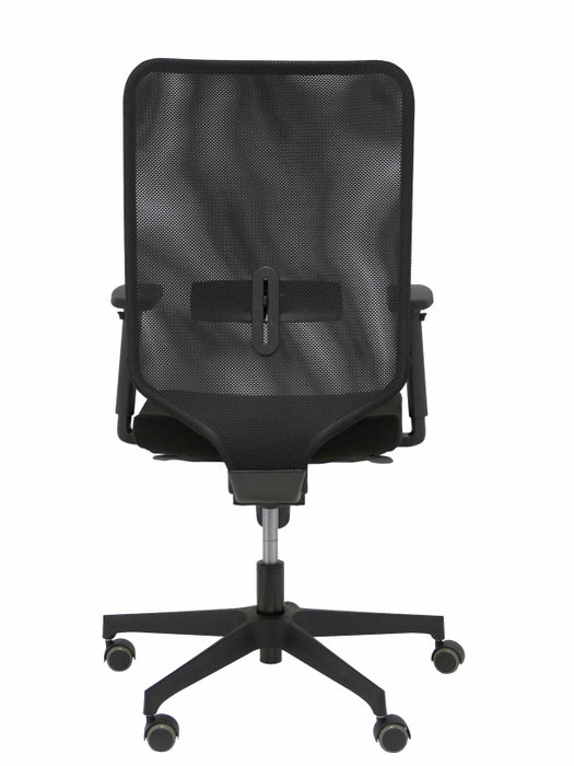 Chaise Ossa Synchro 5 positions tissu Noir Base en nylon noir Accoudoir 1D Sans appui-tête Roulettes pour moquette