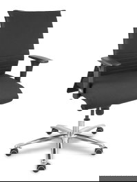 Chaise Albacete confidente Synchro 5 positions Tissu Noir Structure d' aluminium Accoudoir 1D Sans appui-tête Roulettes pour moquette