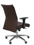 Chaise Albacete confidente Synchro 5 positions Cuir écologique Marron Structure d' aluminium Accoudoir 1D Sans appui-tête Roulettes pour moquette