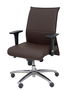 Chaise Albacete confidente Synchro 5 positions Cuir écologique Marron Structure d' aluminium Accoudoir 1D Sans appui-tête Roulettes pour moquette
