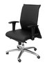 Chaise Albacete confidente Synchro 5 positions Cuir écologique Noir Structure d' aluminium Accoudoir 1D Sans appui-tête Roulettes pour moquette