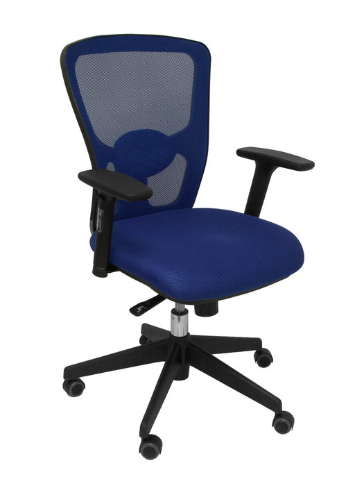 Chaise Pozuelo Synchro 4 positions tissu Bleu Base pyramidale noire Accoudoir 2D Sans appui-tête Roulettes pour moquette Chaise Pozuelo Synchro 4 positions tissu Bleu Base pyramidale noire Accoudoir 2D Sans appui-tête Roulettes pour moquette