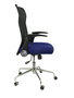 Chaise Minaya Mécanisme d'inclinaison tissu Bleu Maille Noir Structure chromée Accoudoirs relevables Sans appui-tête Roulettes en nylon 50 mm