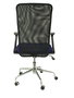 Chaise Minaya Mécanisme d'inclinaison tissu Bleu Maille Noir Structure chromée Accoudoirs relevables Sans appui-tête Roulettes en nylon 50 mm