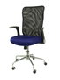 Chaise Minaya Mécanisme d'inclinaison tissu Bleu Maille Noir Structure chromée Accoudoirs relevables Sans appui-tête Roulettes en nylon 50 mm