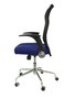 Chaise Minaya Mécanisme d'inclinaison tissu Bleu Maille Noir Structure chromée Accoudoirs relevables Sans appui-tête Roulettes en nylon 50 mm