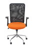 Chaise Minaya Mécanisme d'inclinaison tissu Orange Maille Noir Structure chromée Accoudoirs relevables Sans appui-tête Roulettes en nylon 50 mm