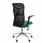 Chaise Minaya Mécanisme d'inclinaison tissu Vert émeraude Maille Noir Structure chromée Accoudoirs relevables Sans appui-tête Roulettes en nylon 50 mm