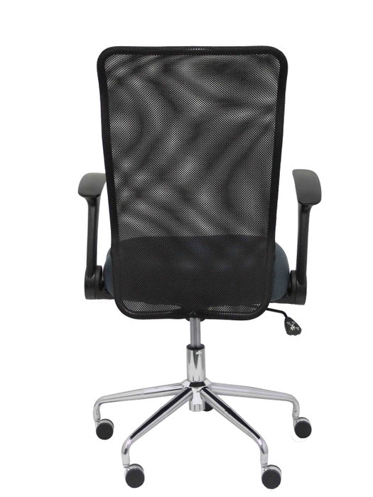 Chaise Minaya Mécanisme d'inclinaison tissu Gris foncé Maille Noir Structure chromée Accoudoirs relevables Sans appui-tête Roulettes en nylon 50 mm