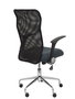 Chaise Minaya Mécanisme d'inclinaison tissu Gris foncé Maille Noir Structure chromée Accoudoirs relevables Sans appui-tête Roulettes en nylon 50 mm