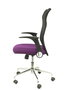 Chaise Minaya Mécanisme d'inclinaison tissu Pourpre Maille Noir Structure chromée Accoudoirs relevables Sans appui-tête Roulettes en nylon 50 mm