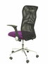 Chaise Minaya Mécanisme d'inclinaison tissu Pourpre Maille Noir Structure chromée Accoudoirs relevables Sans appui-tête Roulettes en nylon 50 mm