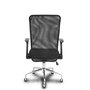 Chaise Minaya Mécanisme d'inclinaison tissu Noir Structure chromée Accoudoirs relevables Sans appui-tête Roulettes en nylon 50 mm