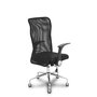 Chaise Minaya Mécanisme d'inclinaison tissu Noir Structure chromée Accoudoirs relevables Sans appui-tête Roulettes en nylon 50 mm