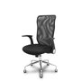 Chaise Minaya Mécanisme d'inclinaison tissu Noir Structure chromée Accoudoirs relevables Sans appui-tête Roulettes en nylon 50 mm