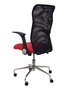 Chaise Minaya Mécanisme d'inclinaison cuir écologique Rouge Maille Noir Structure chromée Accoudoirs relevables Sans appui-tête Roulettes en nylon 50 mm