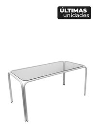Piqueras y Crespo Table de réception Vega rectangulaire argent et verre fumé