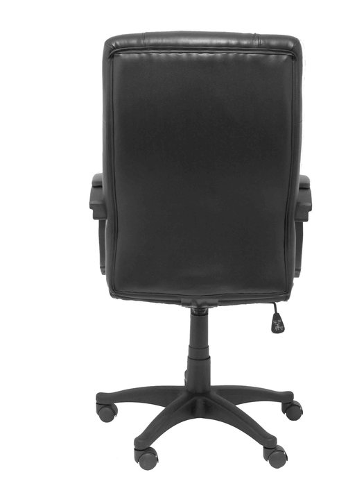Fauteuil Munera Mécanisme d'inclinaison Cuir écologique Noir Structure polyamide noire Accoudoirs fixes Sans appui-tête Roulettes en nylon 50 mm