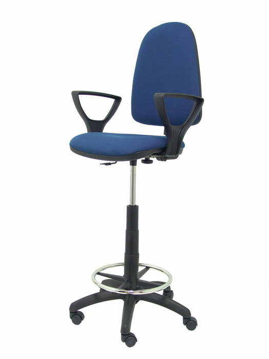 Tabouret Aýna taburete Contact permament de base Tissu Bleu foncé Structure polyamide noire Accoudoirs fixes Sans appui-tête Roulettes en nylon 50 mm