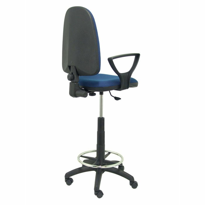 Tabouret Aýna taburete Contact permament de base Tissu Bleu foncé Structure polyamide noire Accoudoirs fixes Sans appui-tête Roulettes en nylon 50 mm