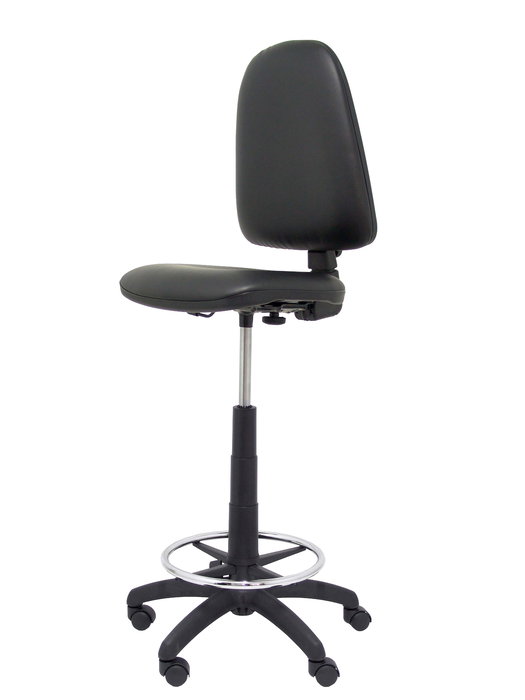 Tabouret Aýna taburete Contact permament de base Cuir écologique Noir Structure polyamide noire Sans accoudoirs Sans appui-tête Roulettes en nylon 50 mm