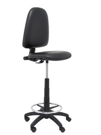 Tabouret Aýna taburete Contact permament de base Cuir écologique Noir Structure polyamide noire Sans accoudoirs Sans appui-tête Roulettes en nylon 50 mm