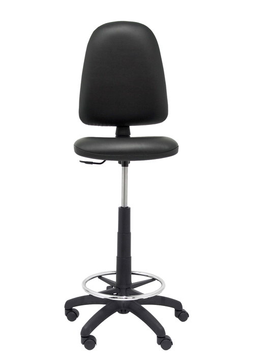 Tabouret Aýna taburete Contact permament de base Cuir écologique Noir Structure polyamide noire Sans accoudoirs Sans appui-tête Roulettes en nylon 50 mm