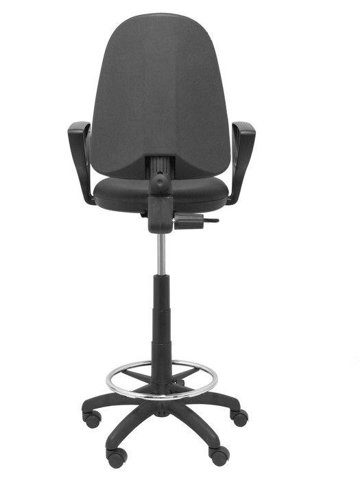 Tabouret Aýna taburete Contact permament de base Cuir écologique Noir Structure polyamide noire Accoudoirs fixes Sans appui-tête Roulettes en nylon 50 mm