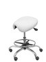 Tabouret Zarza Mécanisme d'inclinaison Cuir écologique Non applicable Maille Blanc Structure chromée Sans accoudoirs Sans appui-tête Roulettes pour moquette