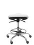 Tabouret Zarza Mécanisme d'inclinaison Cuir écologique Non applicable Maille Blanc Structure chromée Sans accoudoirs Sans appui-tête Roulettes pour moquette