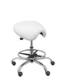 PIQUERAS Y CRESPO Tabouret Zarza Blanc, Mécanisme d'inclinaison, Roulettes moquette