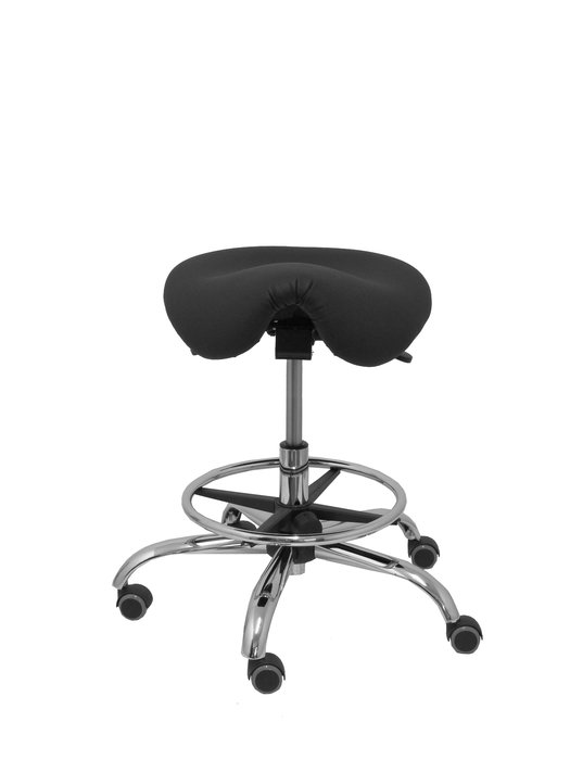 Tabouret Zarza Mécanisme d'inclinaison Cuir écologique Non applicable Maille Noir Structure chromée Sans accoudoirs Sans appui-tête Roulettes pour moquette