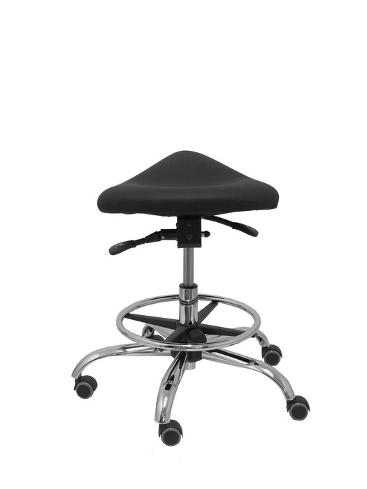 Tabouret Zarza Mécanisme d'inclinaison Cuir écologique Non applicable Maille Noir Structure chromée Sans accoudoirs Sans appui-tête Roulettes pour moquette