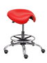 Tabouret Zarza Mécanisme d'inclinaison Cuir écologique Non applicable Maille Rouge Structure chromée Sans accoudoirs Sans appui-tête Roulettes pour moquette