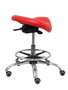 Tabouret Zarza Mécanisme d'inclinaison Cuir écologique Non applicable Maille Rouge Structure chromée Sans accoudoirs Sans appui-tête Roulettes pour moquette