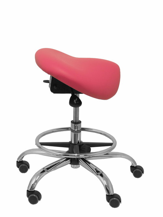 Tabouret Zarza Mécanisme d'inclinaison Cuir écologique Non applicable Maille Rose Structure chromée Sans accoudoirs Sans appui-tête Roulettes pour moquette