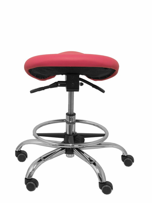 Tabouret Zarza Mécanisme d'inclinaison Cuir écologique Non applicable Maille Rose Structure chromée Sans accoudoirs Sans appui-tête Roulettes pour moquette
