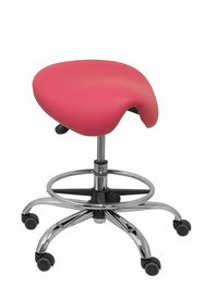 Tabouret Zarza Mécanisme d'inclinaison Cuir écologique Non applicable Maille Rose Structure chromée Sans accoudoirs Sans appui-tête Roulettes pour moquette