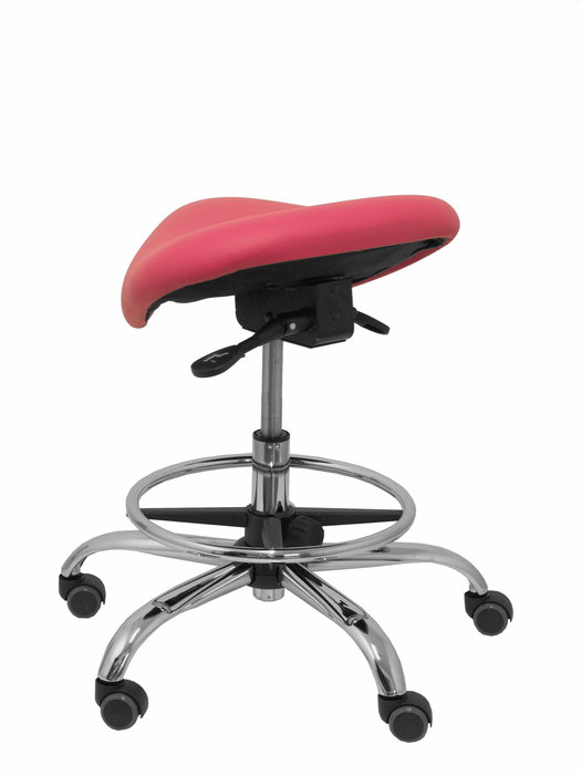 Tabouret Zarza Mécanisme d'inclinaison Cuir écologique Non applicable Maille Rose Structure chromée Sans accoudoirs Sans appui-tête Roulettes pour moquette