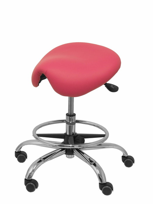 Tabouret Zarza Mécanisme d'inclinaison Cuir écologique Non applicable Maille Rose Structure chromée Sans accoudoirs Sans appui-tête Roulettes pour moquette