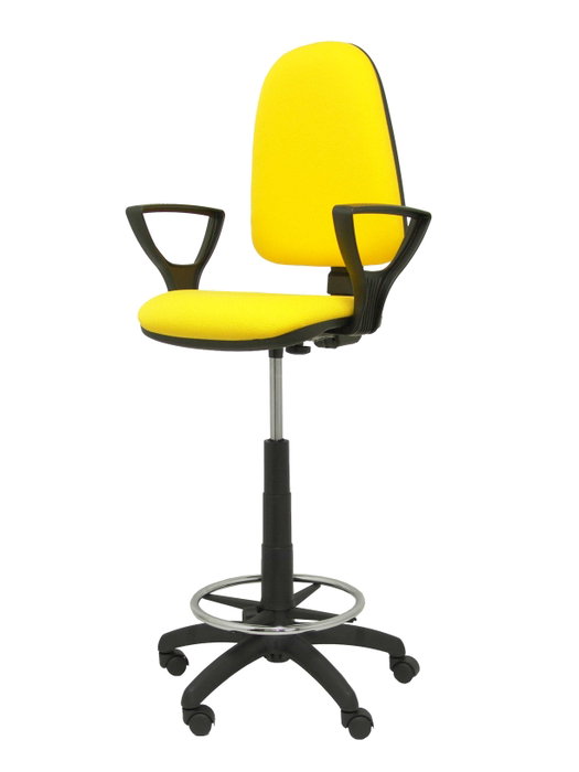 Tabouret Aýna taburete Contact permament de base Tissu Jaune Structure polyamide noire Accoudoirs fixes Sans appui-tête Roulettes en nylon 50 mm